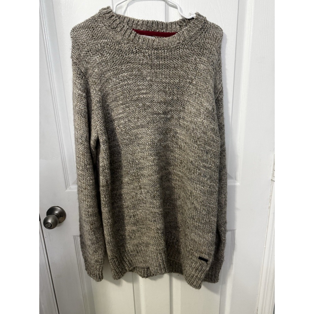 Chevignon Men's Sweater Alpaca Wool Blend Italy Brown Marked Crewneck XL